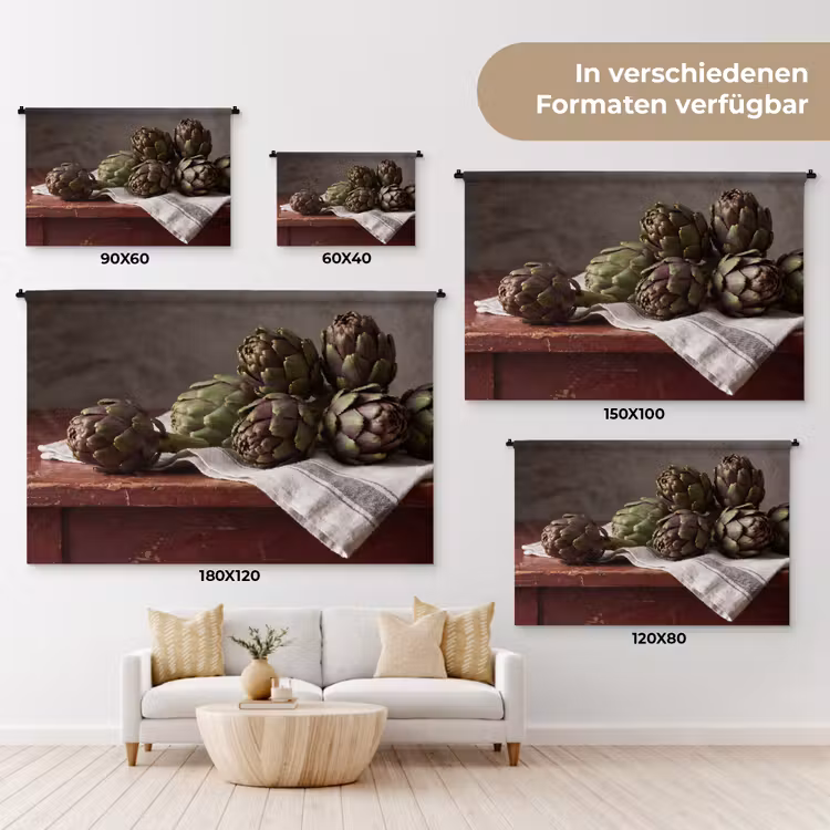 Wandteppich - Artischocke – Essen – Rustikal - Artisjok - Eten - Rustiek Wandkleed katoen klein