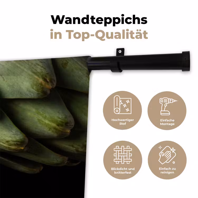 Wandteppich - Artischocke – Grün – Essen - Artisjok - Groen - Eten Wandkleed katoen klein