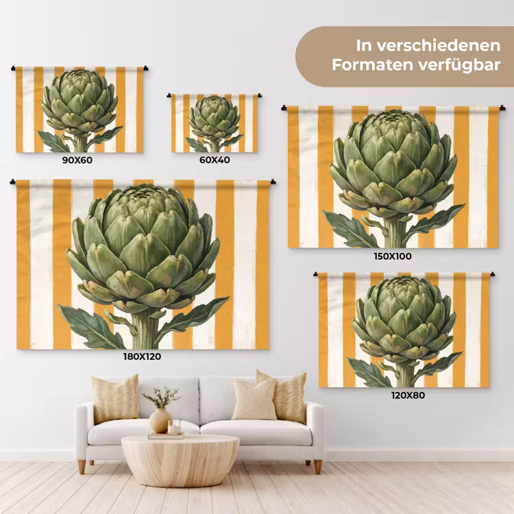 Wandteppich - Artischocke – Modern – Gemüse - Artisjok - Modern - Groente Wandkleed katoen klein