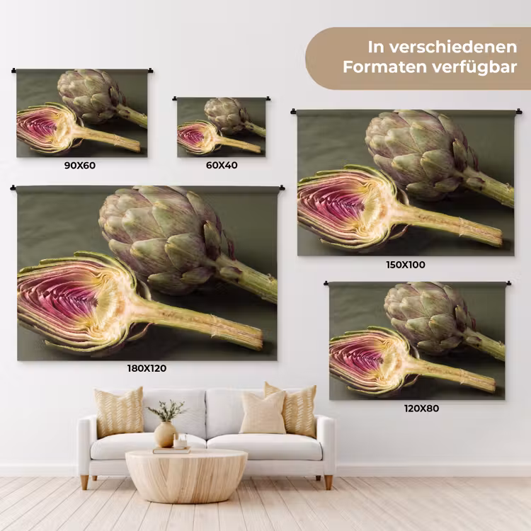 Wandteppich - Artischocke – Violett – Lebensmittel - Artisjok - Paars - Voedsel Wandkleed katoen klein