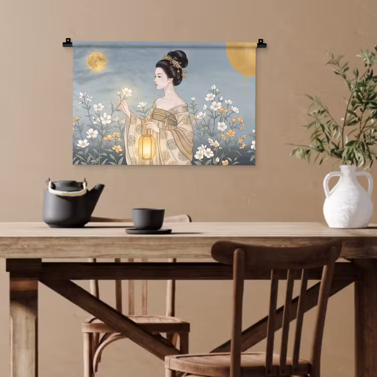 Aziatisch - Vrouw - Kimono Wandkleed katoen klein -sfeer6
