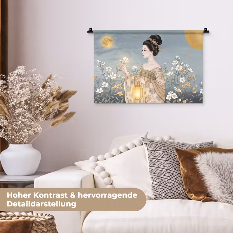 Aziatisch - Vrouw - Kimono Wandkleed katoen klein -tsfeer1_DE