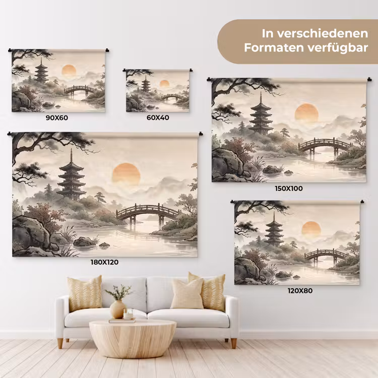 Azië - Landschap - Kleurrijk Wandkleed katoen klein -tsfeer8_DE