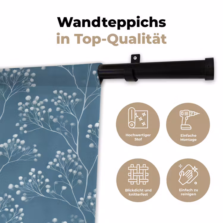 Takken - Bessen - Patroon - Lichtblauw Wandkleed katoen klein 269 -tsfeer2_DE