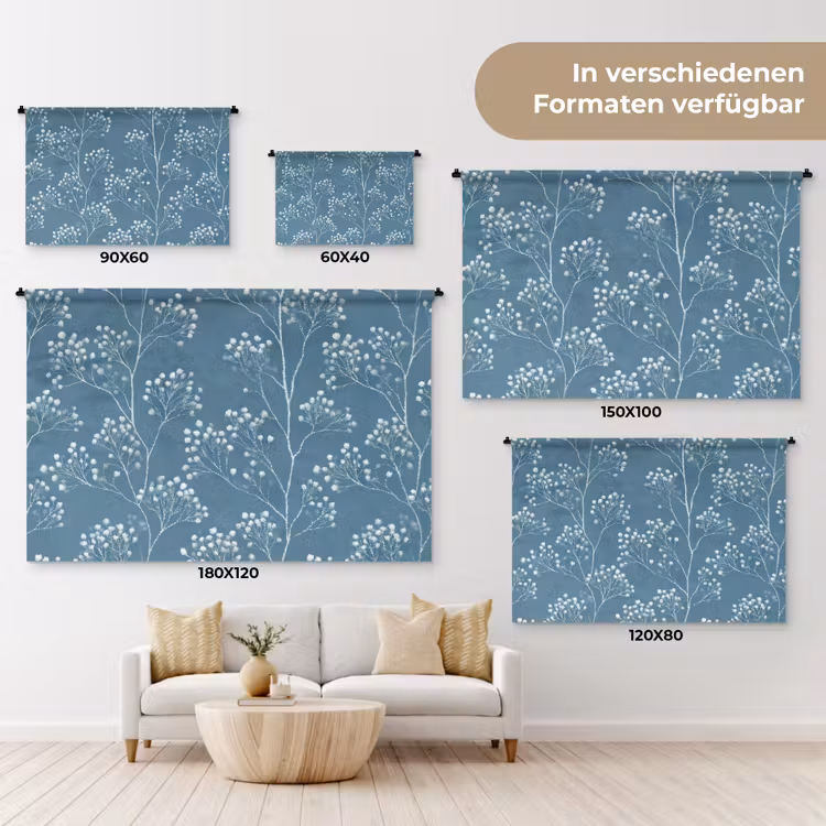 Takken - Bessen - Patroon - Lichtblauw Wandkleed katoen klein 269 -tsfeer8_DE