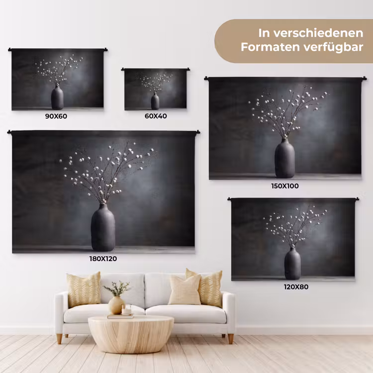 Takken - Vaas - Bolletjes - Wit Wandkleed katoen klein -tsfeer8_DE