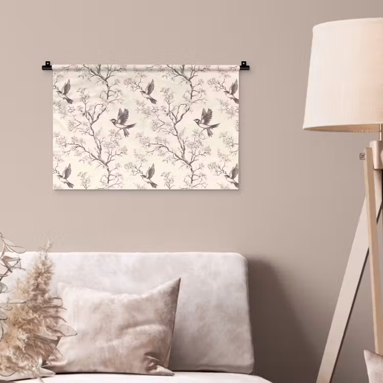 Takken - Vogels - Beige Wandkleed katoen klein 269 -sfeer4