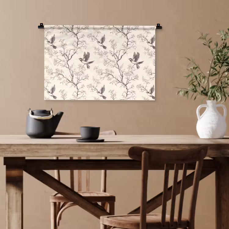 Takken - Vogels - Beige Wandkleed katoen klein 269 -sfeer6