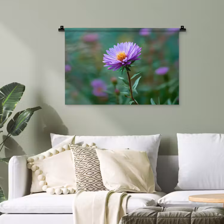 Aster - Paars - Bloem - Blaadjes Wandkleed katoen klein -sfeer7