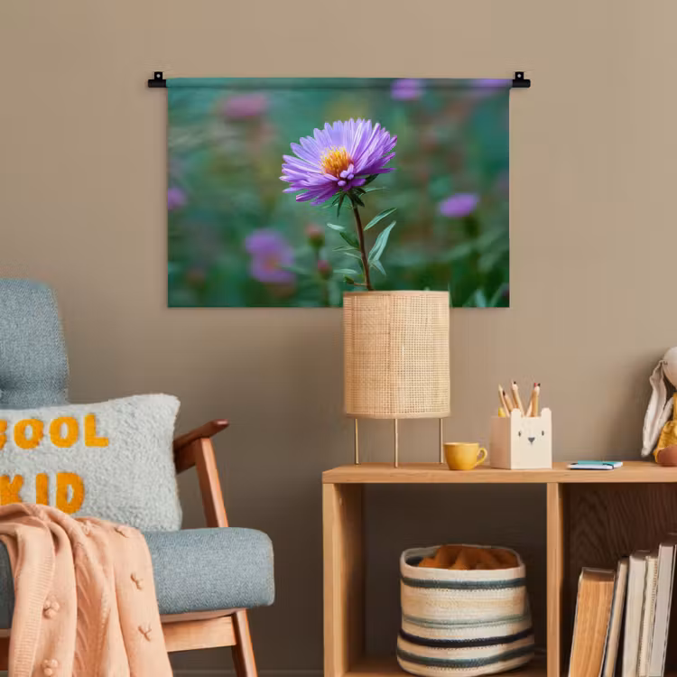 Aster - Paars - Bloem - Blaadjes Wandkleed katoen klein -wsfeer4_kind