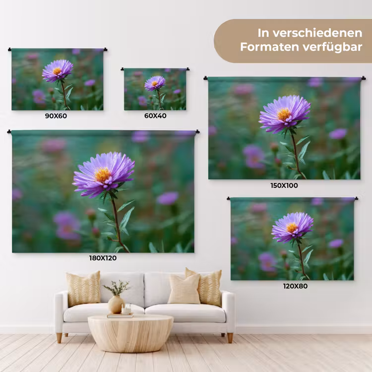 Aster - Paars - Bloem - Blaadjes Wandkleed katoen klein -tsfeer8_DE