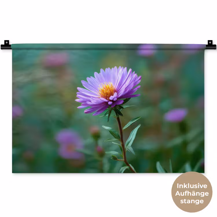 Aster - Paars - Bloem - Blaadjes Wandkleed katoen klein -t3d_DE