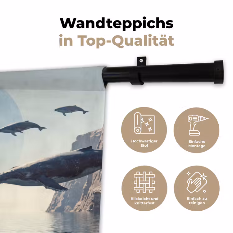 Wandteppich - Astronaut – Wal – Fantasie - Ruimtevaarder - Walvis - Fantasie Wandkleed katoen klein