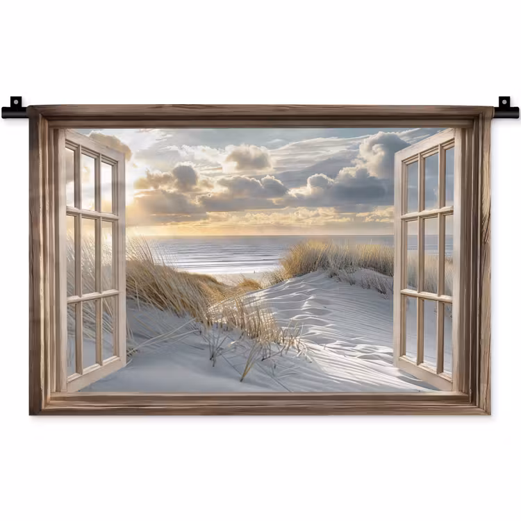 Doorkijk - Strand - Duinen - Zee - Natuur Wandkleed katoen klein -zz3d