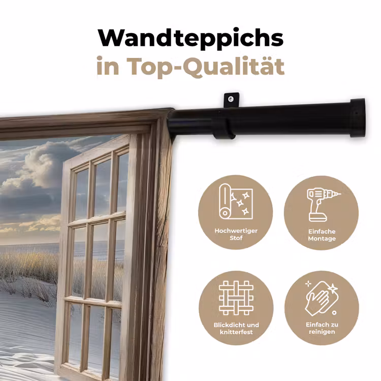 Doorkijk - Strand - Duinen - Zee - Natuur Wandkleed katoen klein -tsfeer2_DE