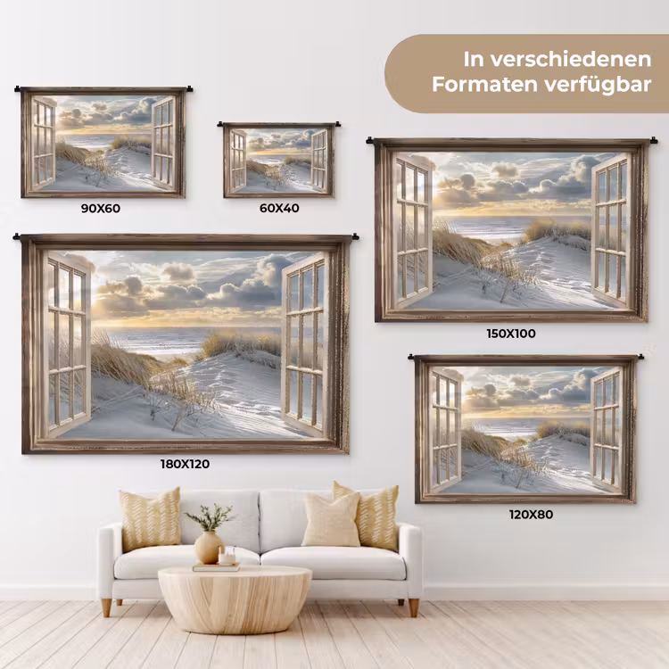 Doorkijk - Strand - Duinen - Zee - Natuur Wandkleed katoen klein -tsfeer8_DE