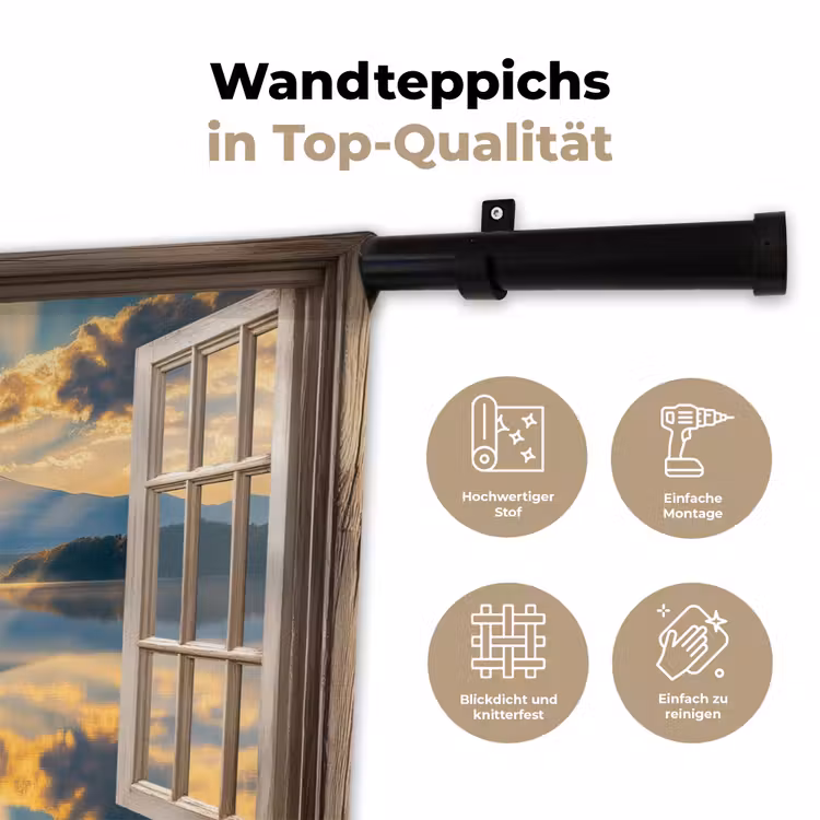 Doorkijk - Landschap - Bergen - Uitzicht - Raam Wandkleed katoen klein -tsfeer2_DE