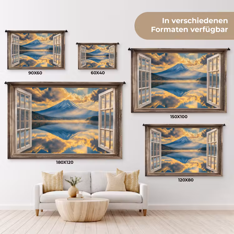Doorkijk - Landschap - Bergen - Uitzicht - Raam Wandkleed katoen klein -tsfeer8_DE