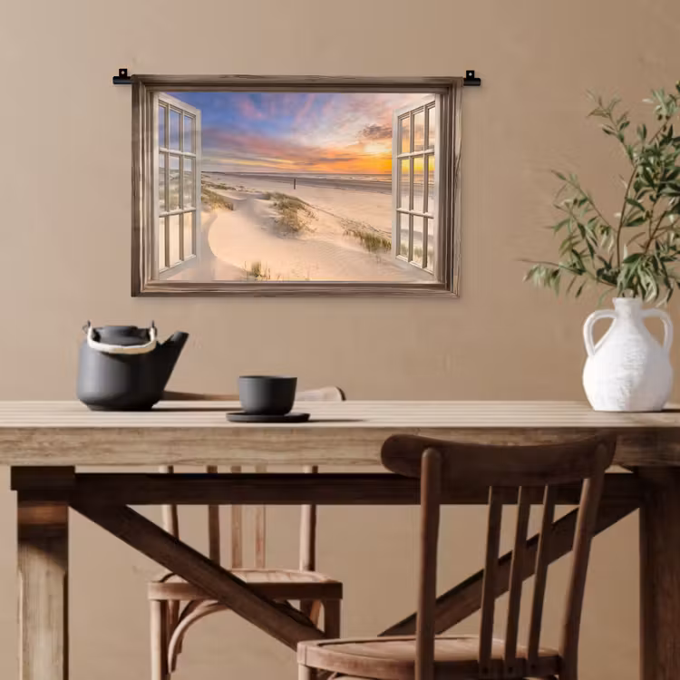 Doorkijk - Strand - Duinen - Natuur - Landschap Wandkleed katoen klein -sfeer6
