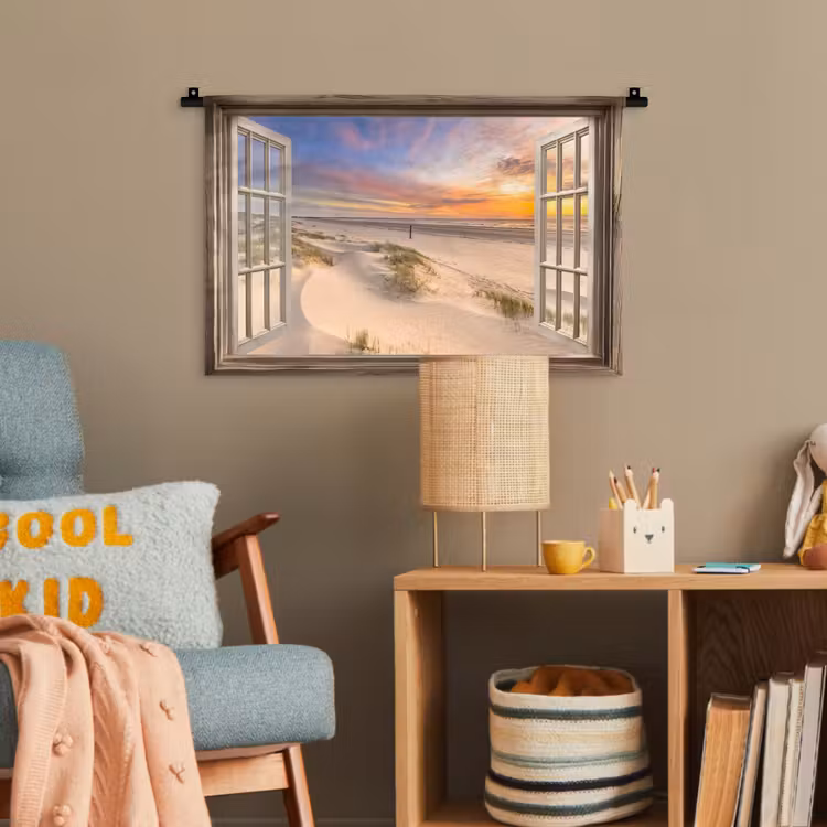 Doorkijk - Strand - Duinen - Natuur - Landschap Wandkleed katoen klein -wsfeer4_kind
