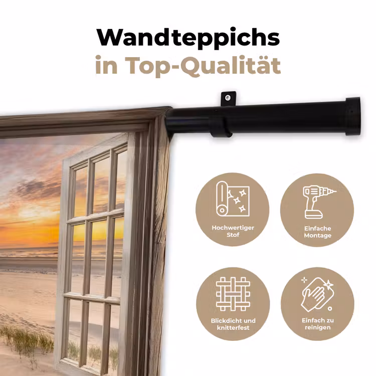 Doorkijk - Strand - Duinen - Natuur - Landschap Wandkleed katoen klein -tsfeer2_DE