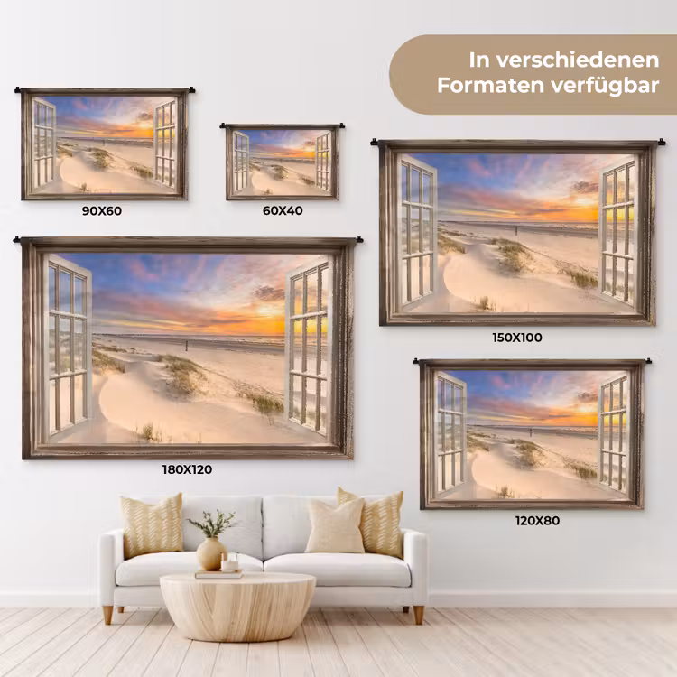 Doorkijk - Strand - Duinen - Natuur - Landschap Wandkleed katoen klein -tsfeer8_DE