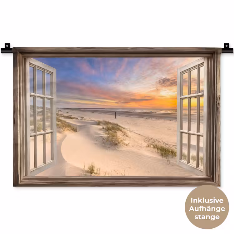 Doorkijk - Strand - Duinen - Natuur - Landschap Wandkleed katoen klein -t3d_DE