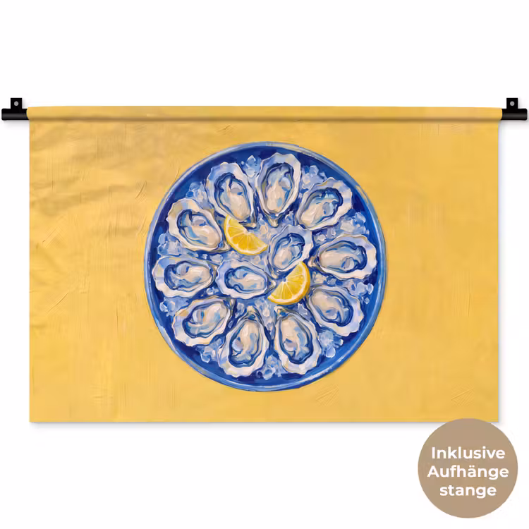Oesters - Citroen - IJs - Modern - Geel Wandkleed katoen klein -t3d_DE