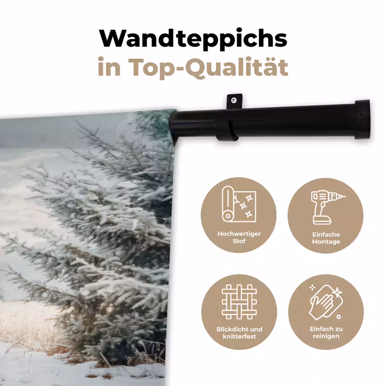 Auto - Rood - Cadeaus - Winter - Sneeuw - Kerst Wandkleed katoen klein -tsfeer2_DE