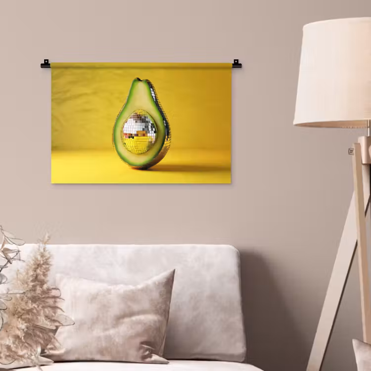 Avocado - Discobal - Geel - Glitter Wandkleed katoen klein -sfeer4