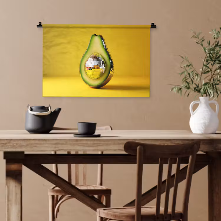 Avocado - Discobal - Geel - Glitter Wandkleed katoen klein -sfeer6