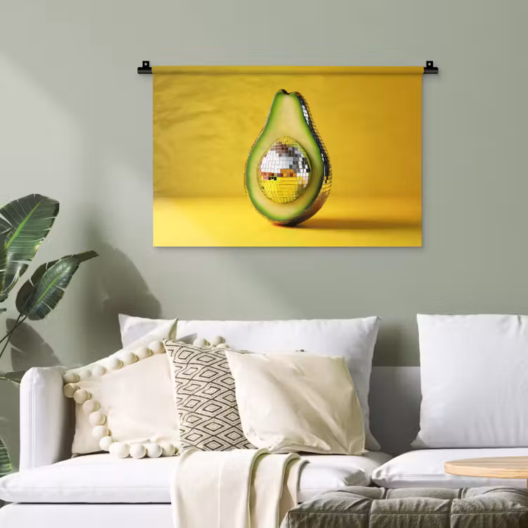 Avocado - Discobal - Geel - Glitter Wandkleed katoen klein -sfeer7
