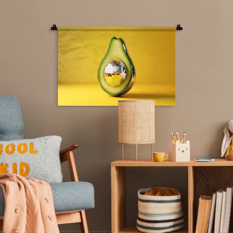 Avocado - Discobal - Geel - Glitter Wandkleed katoen klein -wsfeer4_kind