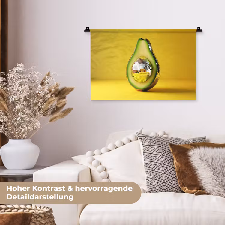 Avocado - Discobal - Geel - Glitter Wandkleed katoen klein -tsfeer1_DE