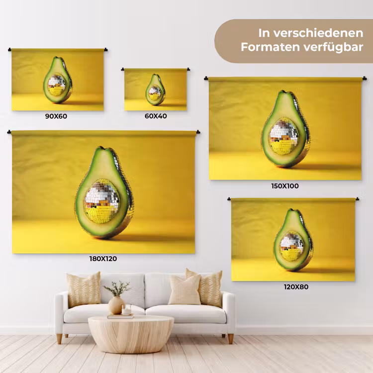 Avocado - Discobal - Geel - Glitter Wandkleed katoen klein -tsfeer8_DE