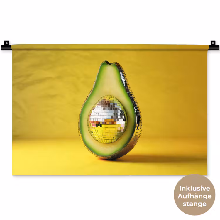 Avocado - Discobal - Geel - Glitter Wandkleed katoen klein -t3d_DE