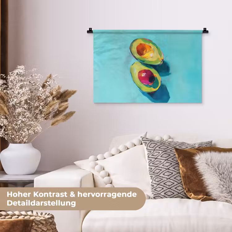 Avocado - Groen - Pit - Schaduw Wandkleed katoen klein -tsfeer1_DE