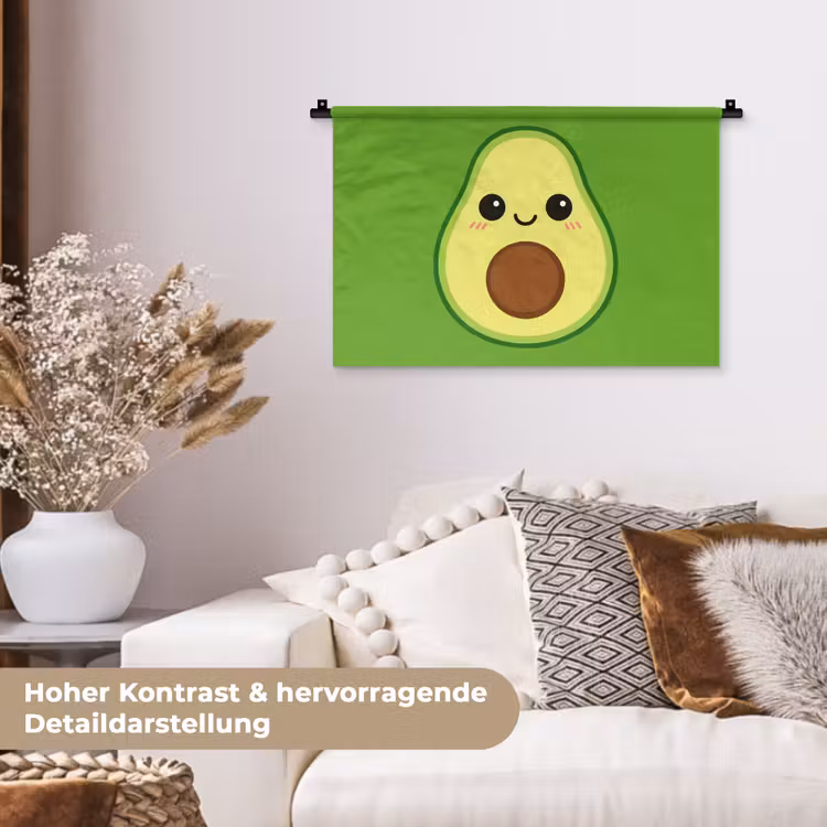 Avocado - Groen - Speels Wandkleed katoen klein -tsfeer1_DE