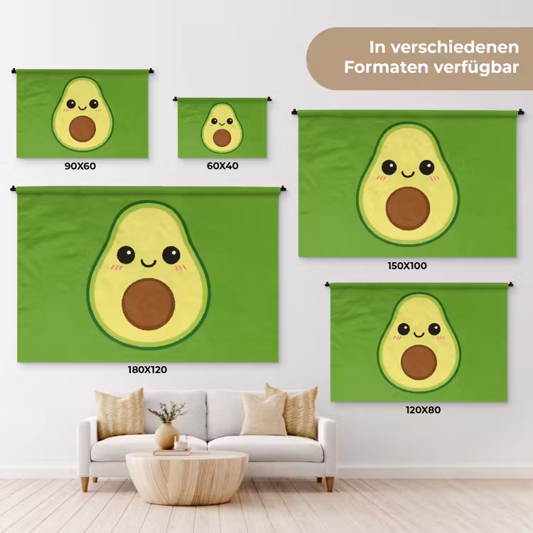Avocado - Groen - Speels Wandkleed katoen klein -tsfeer8_DE