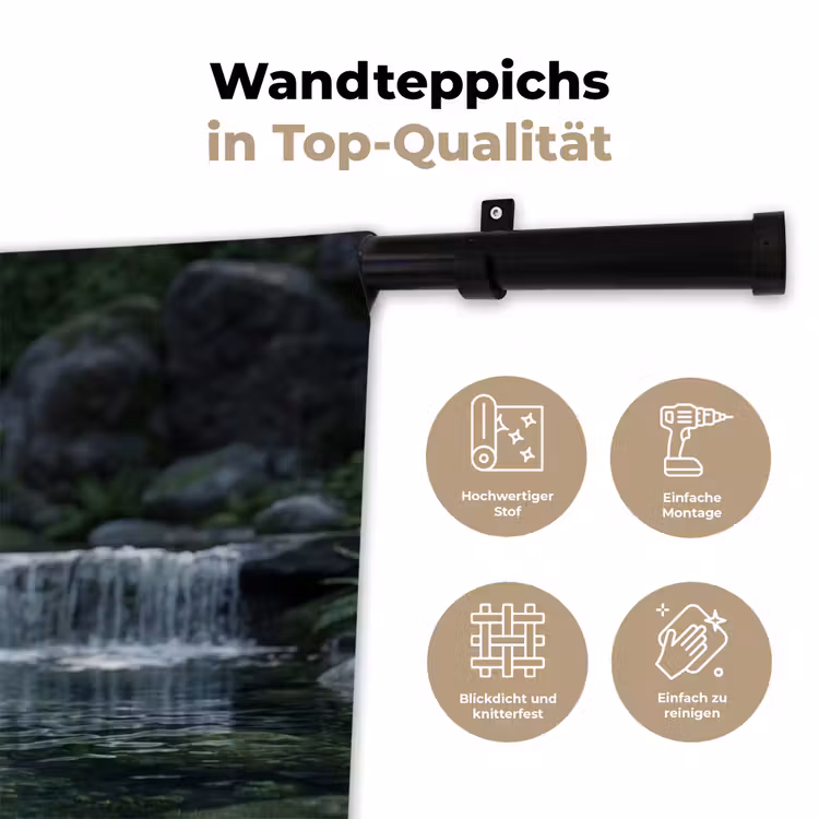 Beek - Waterval - Natuur - Groen Wandkleed katoen klein -tsfeer2_DE