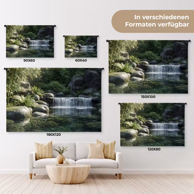Beek - Waterval - Natuur - Groen Wandkleed katoen klein -tsfeer8_DE