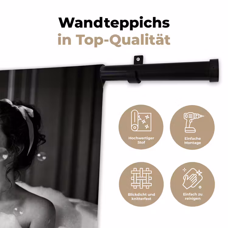 Bad - Bubbels - Zwart - Wit Wandkleed katoen klein -tsfeer2_DE