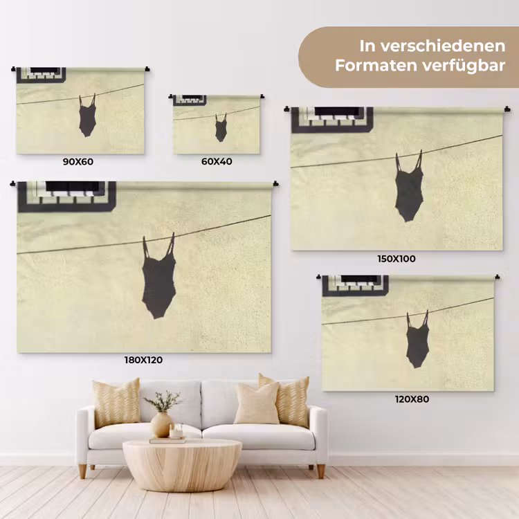 Badpak - Schaduw - Muur - Zomer - Minimalistisch Wandkleed katoen klein -tsfeer8_DE