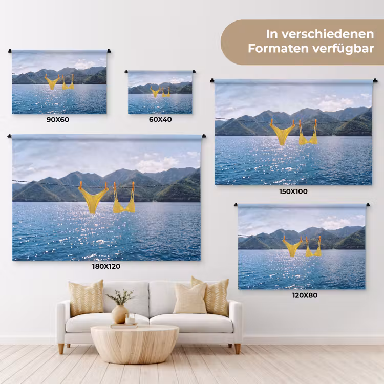 Badmode - Bikini - Zee - Bergen - Geel Wandkleed katoen klein -tsfeer8_DE