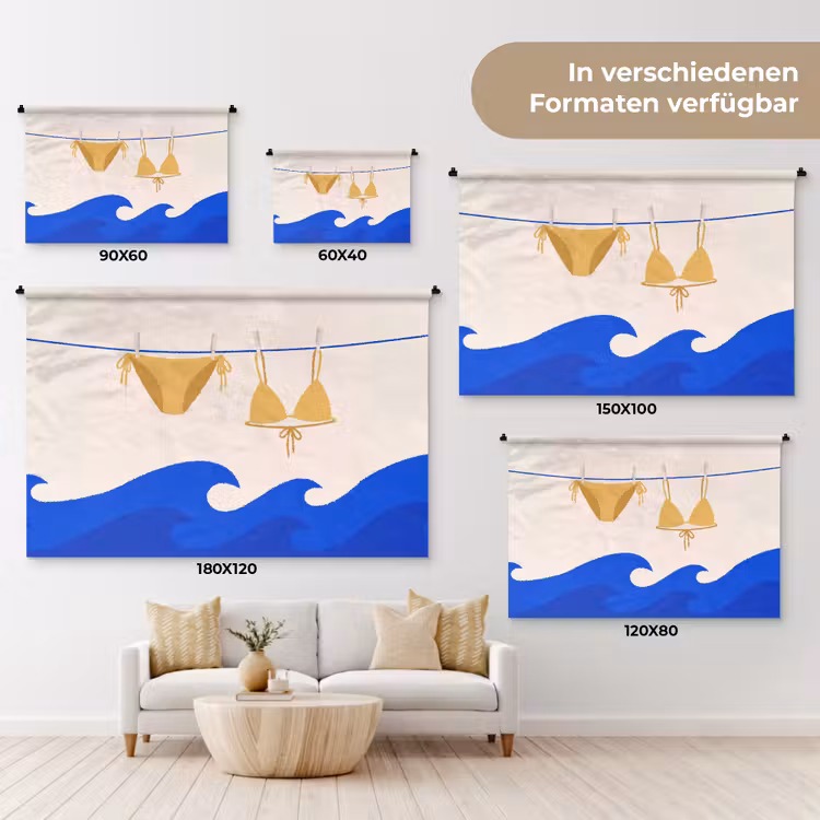 Zwemkleding - Zee - Zomer - Illustratie - Geel Wandkleed katoen klein -tsfeer8_DE