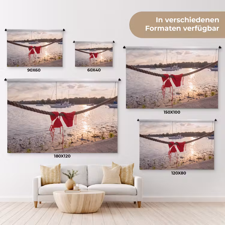 Badkleding - Rood - Zomer - Water - Zonsondergang Wandkleed katoen klein -tsfeer8_DE