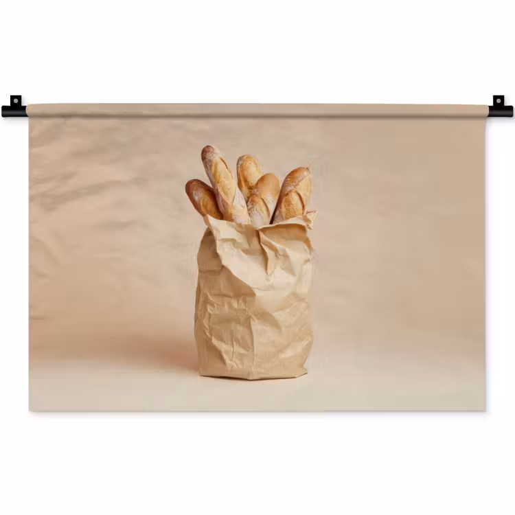 Baguette - Brood - Stokbrood - Beige Wandkleed katoen klein -zz3d