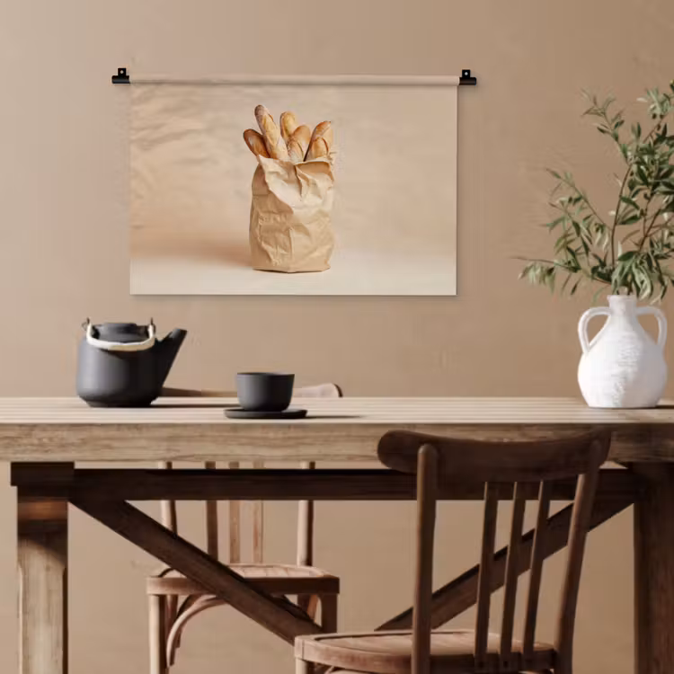 Baguette - Brood - Stokbrood - Beige Wandkleed katoen klein -sfeer6