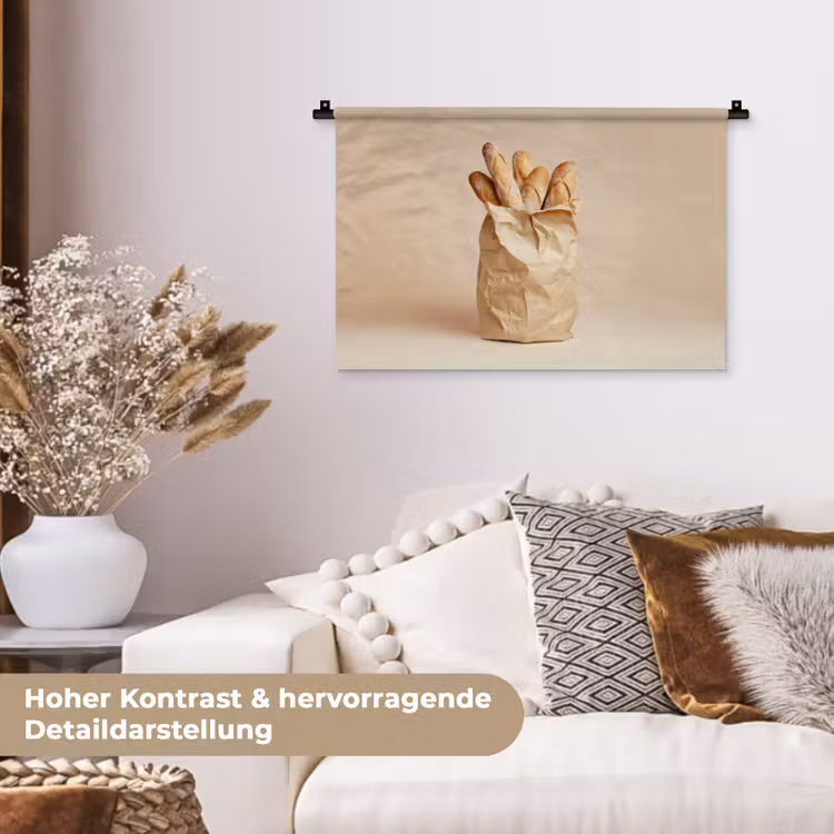 Baguette - Brood - Stokbrood - Beige Wandkleed katoen klein -tsfeer1_DE