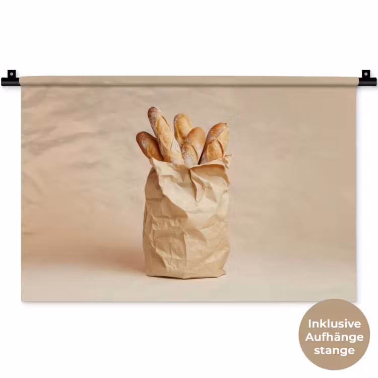 Baguette - Brood - Stokbrood - Beige Wandkleed katoen klein -t3d_DE